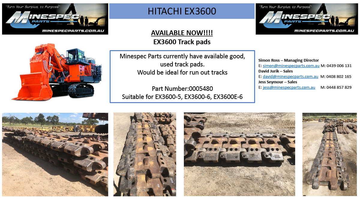HITACHI EX3600 TRACK PADS AVAILABLE NOW!